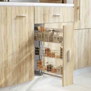 vidaXL 3-Tier Pull-out Kitchen Wire Basket Silver 47x15.5x55.5 cm - Picture 1 of 10