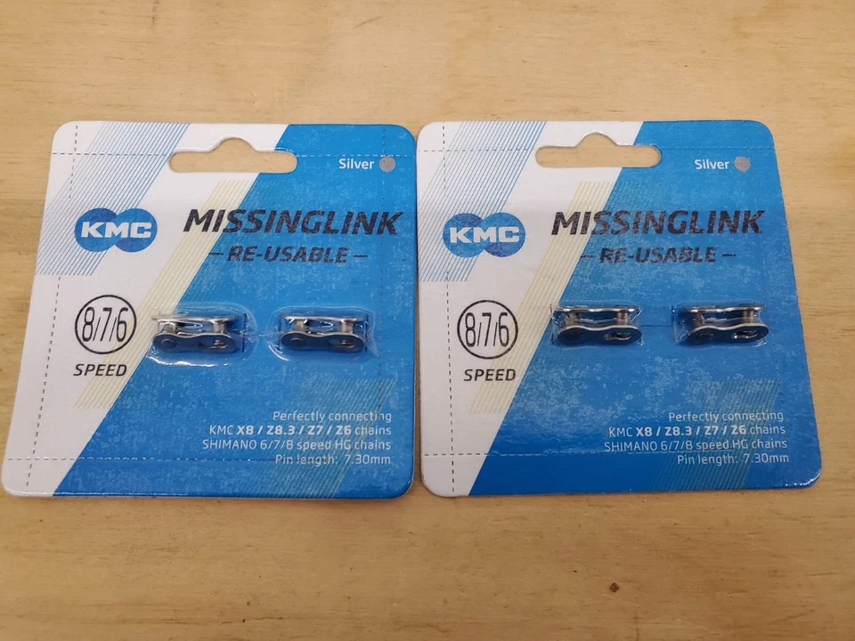 2 Pack KMC MissingLink 7.3 mm 8/7/6 CL573R (Reusable) (2xCard of 2 MASTER LINK)