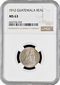 Guatemala 1 real 1912, NGC MS63, "Real (1838 - 1912)" Cu-Ni coin - Picture 1 of 2