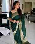 Eid special Indian banarasi silk saree wedding women designer party wear sari