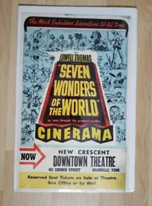Vtg Rare Cinerama Movie Poster Seven Wonders Of World Lowell Thomas Nashville  - Picture 1 of 5