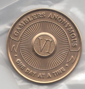 6 VI Years - Gamblers Anonymous recovery medal token chip coin - Picture 1 of 2