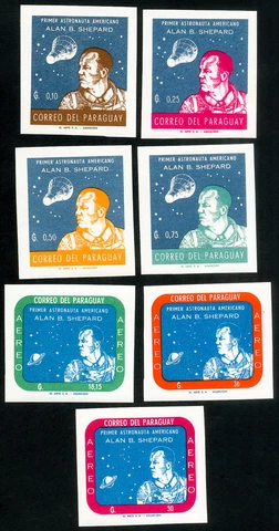 Paraguay Stamps MNH XF Lot Of 7 Imperforate Space Astronaut Alan Shepard Cover