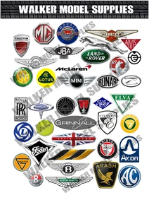 1:24 Maßstab Vorgeschnitten Britisch Auto Logo Garage Zeichen Sticker Modell 7 - Bild 1 von 1