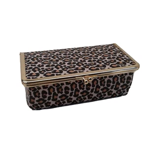 Lepard Druck Goldrand Make-up Schmuckkästchen Spiegel feste Seiten hält Form B9-1345 - Bild 1 von 5