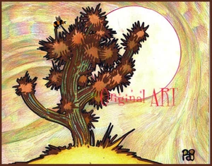 Gullerud Disney Designer JOSHUA TREE Monument landscape Pag Art Original 8"x10" - Picture 1 of 1
