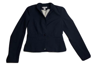 H&M Blazer Women 4 Blue One Button Lined Notch Collar - Picture 1 of 10