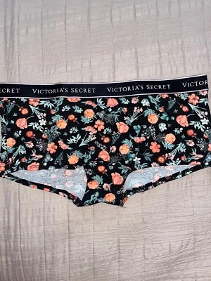 NWT Victoria’s Secret Black Floral Botanical Print Boy shorts Size XL  — 第 1/4 张图片