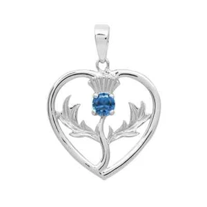 Ciondolo cuore cardo scozzese topazio blu svizzero argento 925 simbolo gioiello - Foto 1 di 1