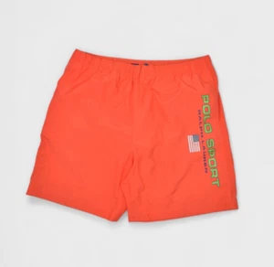 Vintage Polo Sport Shorts Mens XL Orange Swim Trunks 90s Retro Mesh Lined - Picture 1 of 10
