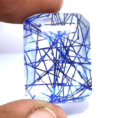 Natürlich Blau Smaragd Schliff 34 Karat Strahlende Quarz Lose Zertifiziert Wams - Bild 1 von 4