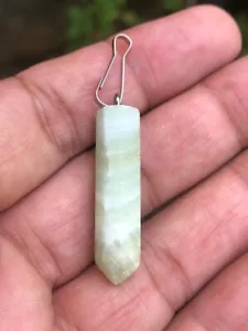 Beautiful Natural Stone Calcite Pendant Stainless Steel Gemstone pendant - Picture 1 of 13