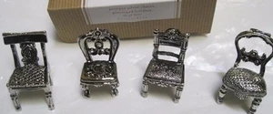 POTTERY BARN ~ SILVER CHAIRS PLACE CARD HOLDERS ~ TABLETOP - Picture 1 of 2