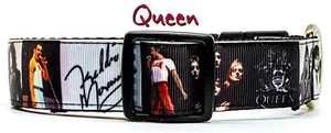 Queen Freddie Mercury dog collar Handmade adjustable buckle 1" or 5/8" wide - Picture 1 of 12