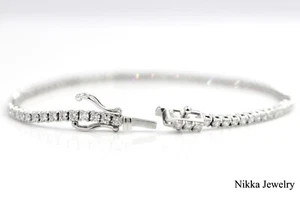 2.7 Carat TW Lab Grown Diamond Round Cut 14K White Gold Tennis Bracelet 7 Inches - Picture 1 of 7