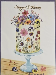 PAPYRUS ENYA TODD DESIGN KÜNSTLERISCHE GEMMED-KUCHEN AUF TABLETT STÄNDER FARBEN GEBURTSTAGSKARTE - Bild 1 von 5