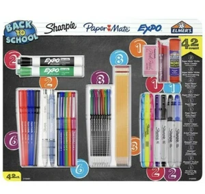 Sharpie Expo Paper Mate Elmers Back To School Essentials 42 Count Supply Bundle - Picture 1 of 2