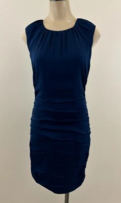 Vestido Diane von Furstenberg Tulipán Talla 4 Azul Marino Seda Acanalado Sin Mangas Forrado EXCELENTE Foto 1 de 4