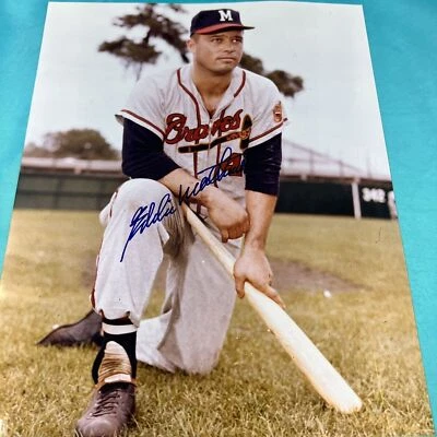 🔥 Braves Eddie Mathews Authentic Signed 8x10 Photo Autographed HOF 500HR Club - Image 1 of 4