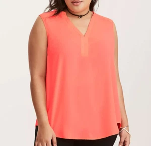 NEU Torrid Harper Georgette ärmellose Bluse Neon Fiesta Übergröße 1X Damen - Bild 1 von 13