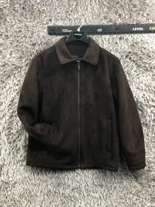 Chaqueta Bomber Axcess Imitación Gamuza Para Hombres L Marrón Cremallera Completa Bolsillos Forrada - Imagen 1 de 12