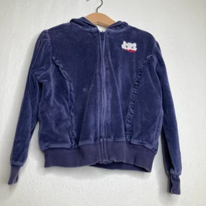 Gymboree Girls Hoodie Sweatshirt Blue Zip Up Ruffe Pockets S (5-6) - Picture 1 of 10