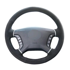 Hand-stitched Black Suede Car Steering Wheel Cover for Mitsubishi Pajero Galant - Picture 1 of 14