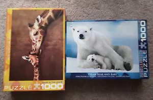 Lot of 2 Eurographics GIRAFFE + POLAR BEAR 1000 piece puzzles NICE! GREAT PRICE - Picture 1 of 3