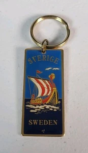 Drakkar Vikingo SVERIGE SUECIA Llavero De Colección Años 90 Viaje Allan Flink Recuerdo - Imagen 1 de 4