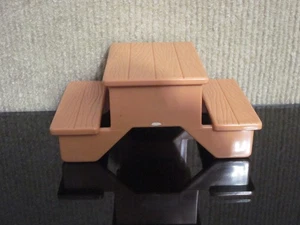 Fisher Price Loving Family Picnic Table Vintage 2002 Brown Dollhouse - Picture 1 of 7