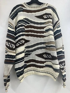 Vintage Bachrach 3D Knit Sweater Mens XL Multicolor Coogi Style Crewneck - Picture 1 of 15