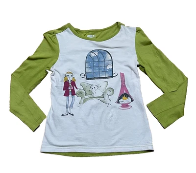 Camisa Crazy 8 Niñas M Verde Lima Blanco Manga Larga Invierno Vacaciones Acogedor Gráfico Foto 1 de 4