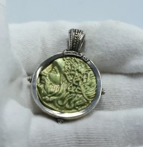 Sterling Designer Pendant Konstantino Zues Greek Coin Design - Picture 1 of 5