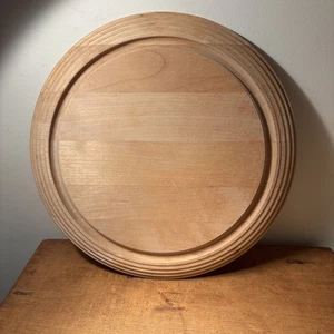 Round Birch Cutting Board For Cheese/Fruit 11-1/2” Grooved Signed ‘mse’ - Picture 1 of 7
