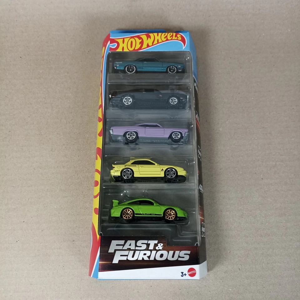 2025 Hot Wheels Fast And Furious 5 Pack GT3 RS Silvia Charger Impala Cuda - Image 1 of 4