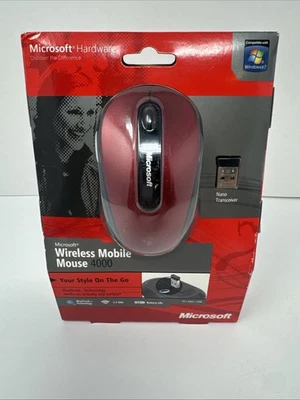 Microsoft Mobile Wireless Red Mouse 4000 Blue Track D5D-00038 1383 New Sealed - Image 1 of 4