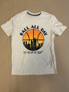 Old Navy T-Shirt YXL (14-16) Ball All Day See You On The Court Basketball Beige - Picture 1 of 8