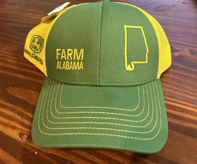 Gorra de camionero John Deere Farm Alabama verde amarillo malla Snapback nueva con etiquetas Foto 1 de 4