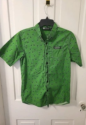 Camisa de vestir manga corta con botones diseño gráfico verde talla XL de MINECRAFT para niños Foto 1 de 4