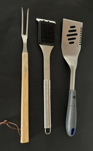 BBQ Grill Tool Kit Spatula, Fork, Grill Brush-New - Picture 1 of 5