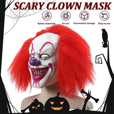 Deluxe-Maske mit Haaren aus dem Film ES, Clown, Einheitsgröße Halloween - Bild 1 von 4