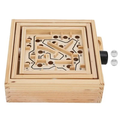Holzlabyrinth Puzzle Spielzeugwaagen Bretttisch Labyrinth-Spiel Verhindern D NTS - Bild 1 von 4