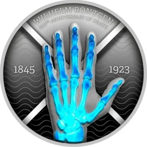 2023 Wilhelm Rontgen Fluorescent Silver Proof Coin - Picture 1 of 3