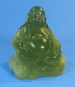 Vintage grün Harz Serene Happy 3,5" Buddha Statue Figur groß WONY Italien - Bild 1 von 14
