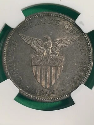 US PHILIPPINES FIFTY CENTAVOS 1904-P NGC MS 62 SEMI KEY DATE, TONED - Image 1 of 4