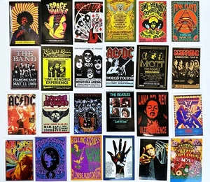 ROCK POSTERS Stickers, 40pcs, Vintage, Rock Concerts, Music bands Free Shipping* - Picture 1 of 10