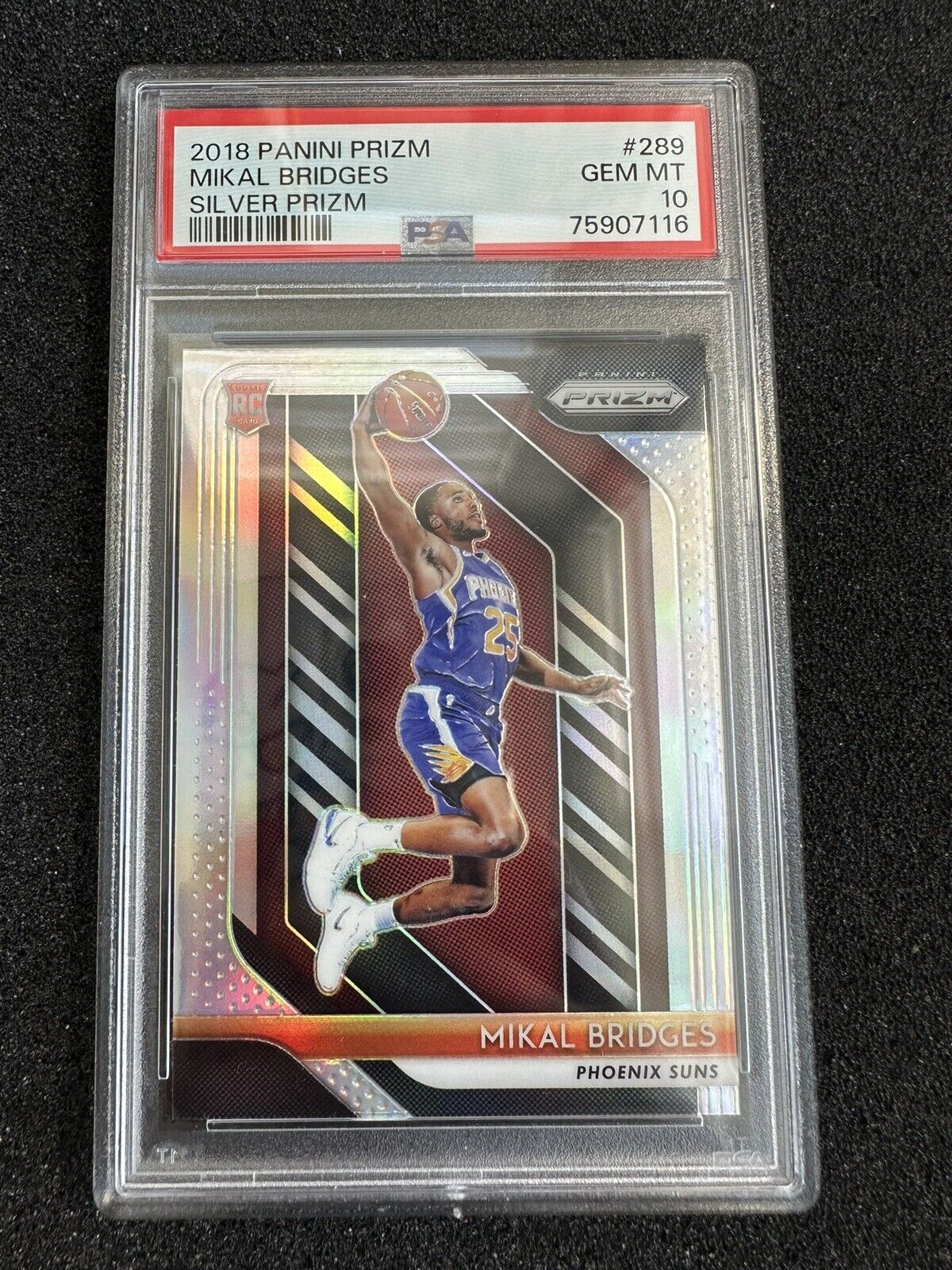 2018-19 Panini Prizm Mikal Bridges Rookie RC Silver Prizm PSA 10 #289 Nets