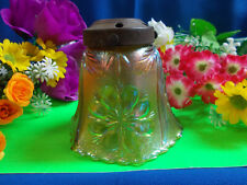 LOVELY CARNIVAL GLASS VINTAGE LAMP SHADE - BELL SHAPE - METAL TOP VGC # C 289