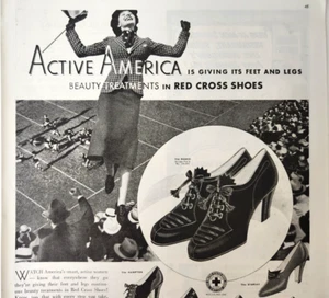 Football Red Cross Shoes Womens Fashion Vtg 1936 Ad Magazine Print Advertising - Picture 1 of 5