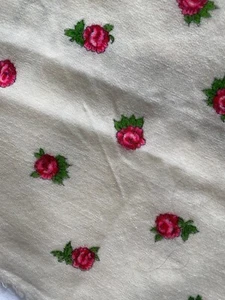 Women's 100% Wool Vintage 1960s Scarf, 30cmx30cm, Pink Peony Pattern - Picture 1 of 5